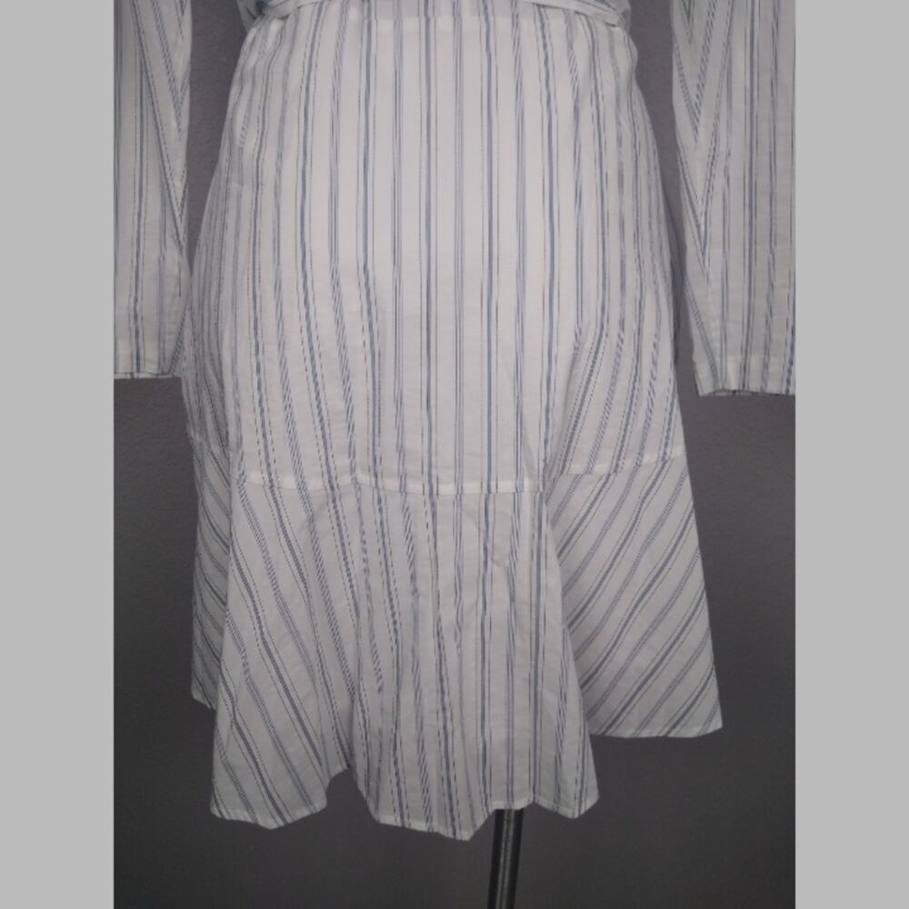 A.L.C. Enzo Striped Puff Sleeve Wrap Dress Size 6 Flaw - Picture 8 of 16